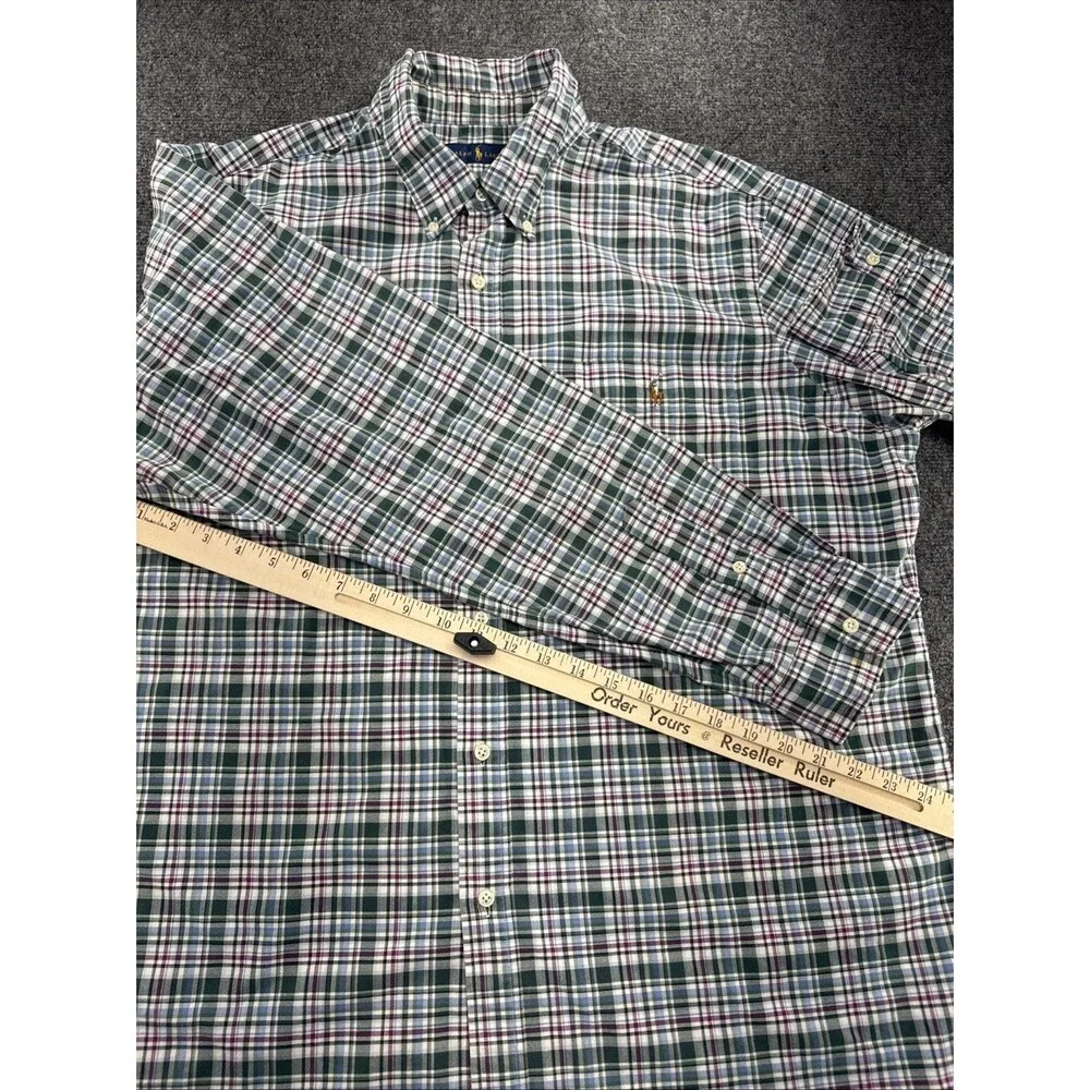 Polo Ralph Lauren Men’s XXL Green Plaid Cotton Button Down Shirt Pony Logo